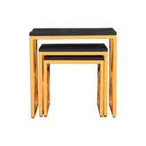 Julian Stool Set Of 3 Gold & Black - Furniture Castle